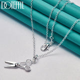 925 Silver Scissors Pendant Necklace, 16-30 Inch Chain, Wedding Charm Jewelry