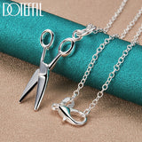 925 Silver Scissors Pendant Necklace, 16-30 Inch Chain, Wedding Charm Jewelry