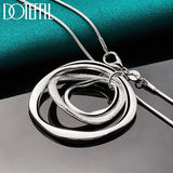 925 Sterling Silver 3 Circle Pendant Necklace 16-30" Chain Wedding Charm