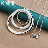 925 Sterling Silver 3 Circle Pendant Necklace 16-30" Chain Wedding Charm
