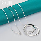 925 Sterling Silver 3 Circle Pendant Necklace 16-30" Chain Wedding Charm