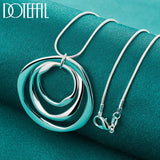 925 Sterling Silver 3 Circle Pendant Necklace 16-30" Chain Wedding Charm
