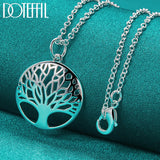 925 Silver Tree Round Pendant Necklace For Woman