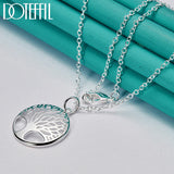 925 Silver Tree Round Pendant Necklace For Woman