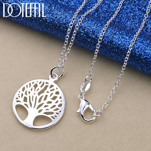 925 Silver Tree Pendant Necklace Woman Charm Jewelry