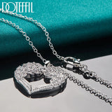 925 Silver Snake Chain Heart Pendant Necklace For Women