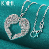 925 Silver Snake Chain Heart Pendant Necklace For Women