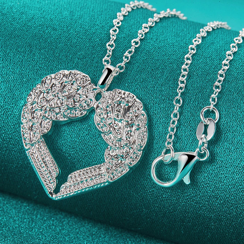 925 Silver Snake Chain Heart Pendant Necklace For Women