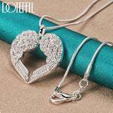 925 Silver Snake Chain Heart Pendant Necklace For Women