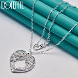 925 Silver Snake Chain Heart Pendant Necklace For Women