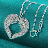 925 Silver Snake Chain Heart Pendant Necklace For Women