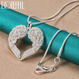 925 Silver Snake Chain Heart Pendant Necklace For Women