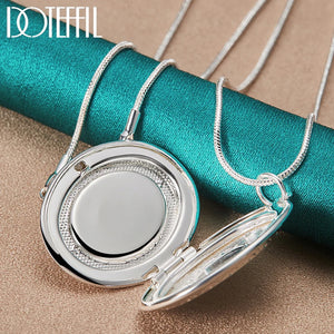925 Sterling Silver Snake Chain Photo Frame Pendant Necklace