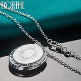 925 Sterling Silver Snake Chain Photo Frame Pendant Necklace