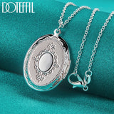 925 Sterling Silver Snake Chain Photo Frame Pendant Necklace