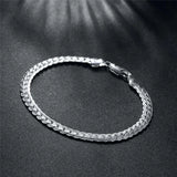 925 Silver Chain Bracelet 6mm Wedding Jewelry