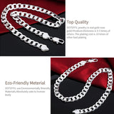 925 Silver 12mm Flat Sideways Necklace Wedding Charm Jewelry