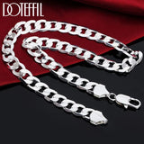925 Silver 12mm Flat Sideways Necklace Wedding Charm Jewelry
