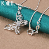 925 Silver Snake Chain Butterfly Pendant Necklace Wedding Jewelry