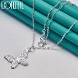 925 Silver Snake Chain Butterfly Pendant Necklace Wedding Jewelry
