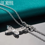 925 Silver Snake Chain Butterfly Pendant Necklace Wedding Jewelry