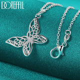 925 Silver Snake Chain Butterfly Pendant Necklace Wedding Jewelry