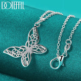 925 Silver Snake Chain Butterfly Pendant Necklace Wedding Jewelry