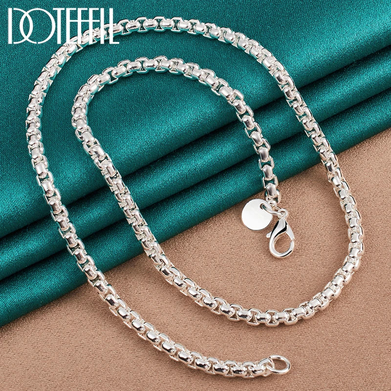 925 Sterling Silver 5mm Round Box Chain Necklace for Men Women