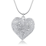 925 Silver Heart Pendant Snake Chain Necklace Wedding Jewelry
