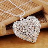 925 Silver Heart Pendant Snake Chain Necklace Wedding Jewelry