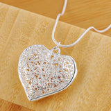 925 Silver Heart Pendant Snake Chain Necklace Wedding Jewelry