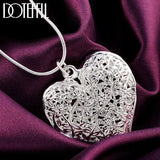 925 Silver Heart Pendant Snake Chain Necklace Wedding Jewelry