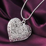 925 Silver Heart Pendant Snake Chain Necklace Wedding Jewelry