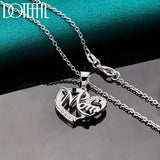 925 Silver Mom Heart Pendant Necklace AAA Zircon Wedding Party Charm