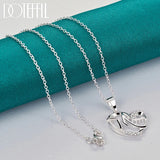 925 Silver Mom Heart Pendant Necklace AAA Zircon Wedding Party Charm