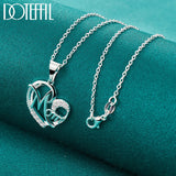 925 Silver Mom Heart Pendant Necklace AAA Zircon Wedding Party Charm