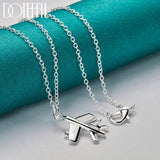 925 Silver Aircraft Plane Pendant Necklace Wedding Charm Jewelry