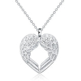 Sterling Silver Angel Wings Love Pendant Necklace for Women