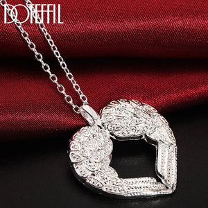 Sterling Silver Angel Wings Love Pendant Necklace for Women