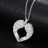 Sterling Silver Angel Wings Love Pendant Necklace for Women