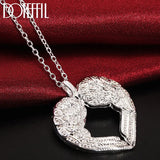 Sterling Silver Angel Wings Love Pendant Necklace for Women