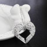 Sterling Silver Angel Wings Love Pendant Necklace for Women