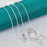 925 Silver Butterfly Heart Pendant Necklace 18-30" Chain Woman Wedding Charm