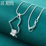 925 Silver Butterfly Heart Pendant Necklace 18-30" Chain Woman Wedding Charm