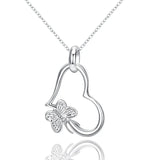 925 Silver Butterfly Heart Pendant Necklace 18-30" Chain Woman Wedding Charm