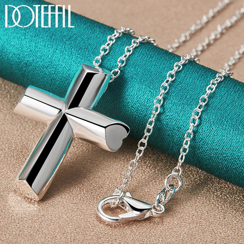 925 Silver Cross Pendant Necklace 18-30 Inch Chain for Wedding Engagement