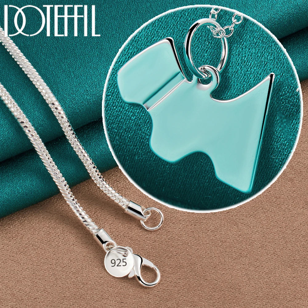 925 Silver Chain Dog Tag Pendant Necklace for Women