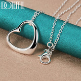 925 Silver Heart Pendant Necklace Chain For Women Wedding Charm Jewelry