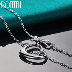 925 Silver Heart Pendant Necklace Chain For Women Wedding Charm Jewelry
