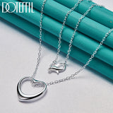 925 Silver Heart Pendant Necklace Chain For Women Wedding Charm Jewelry